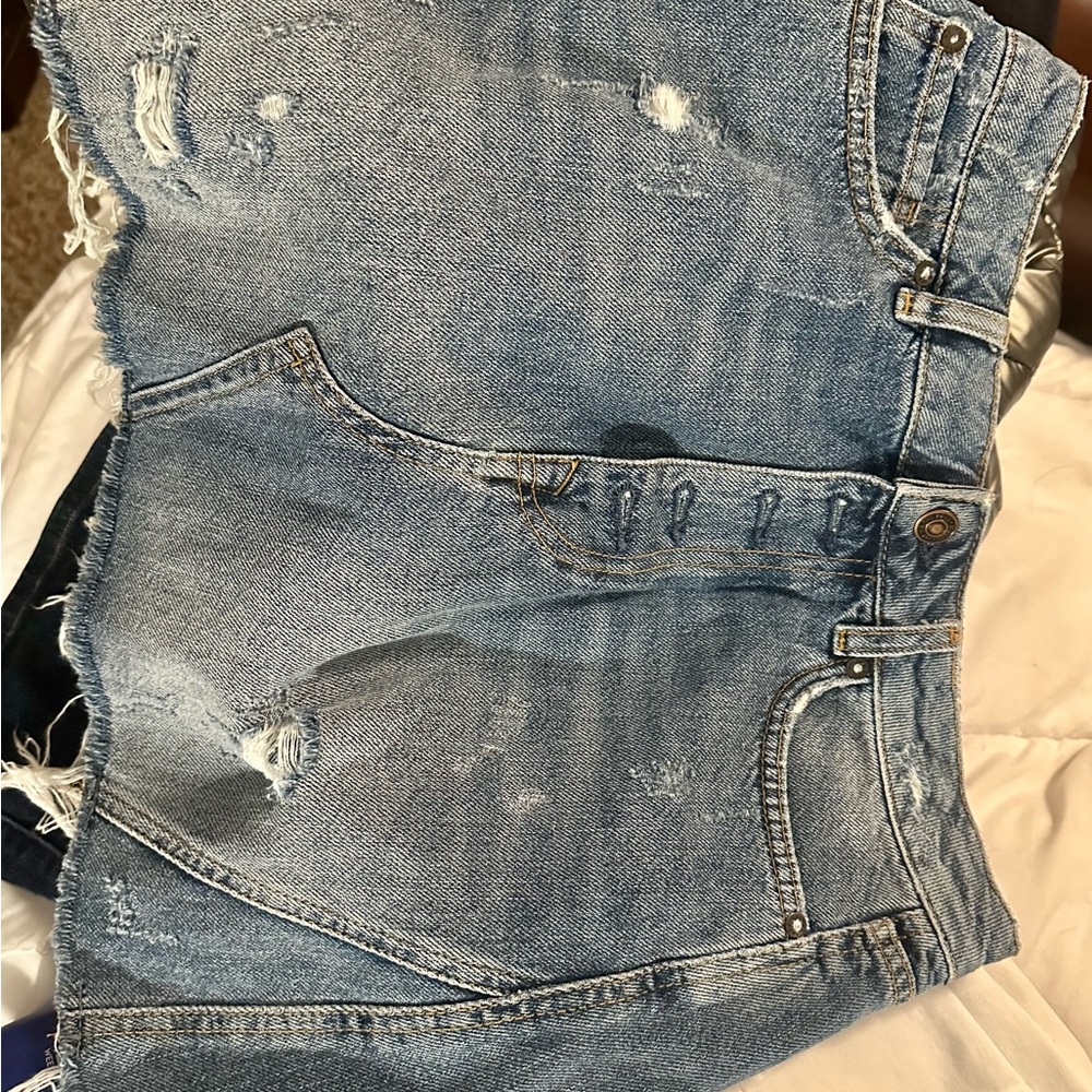 We The Free Distressed Blue Denim Mini Skirt Size 29